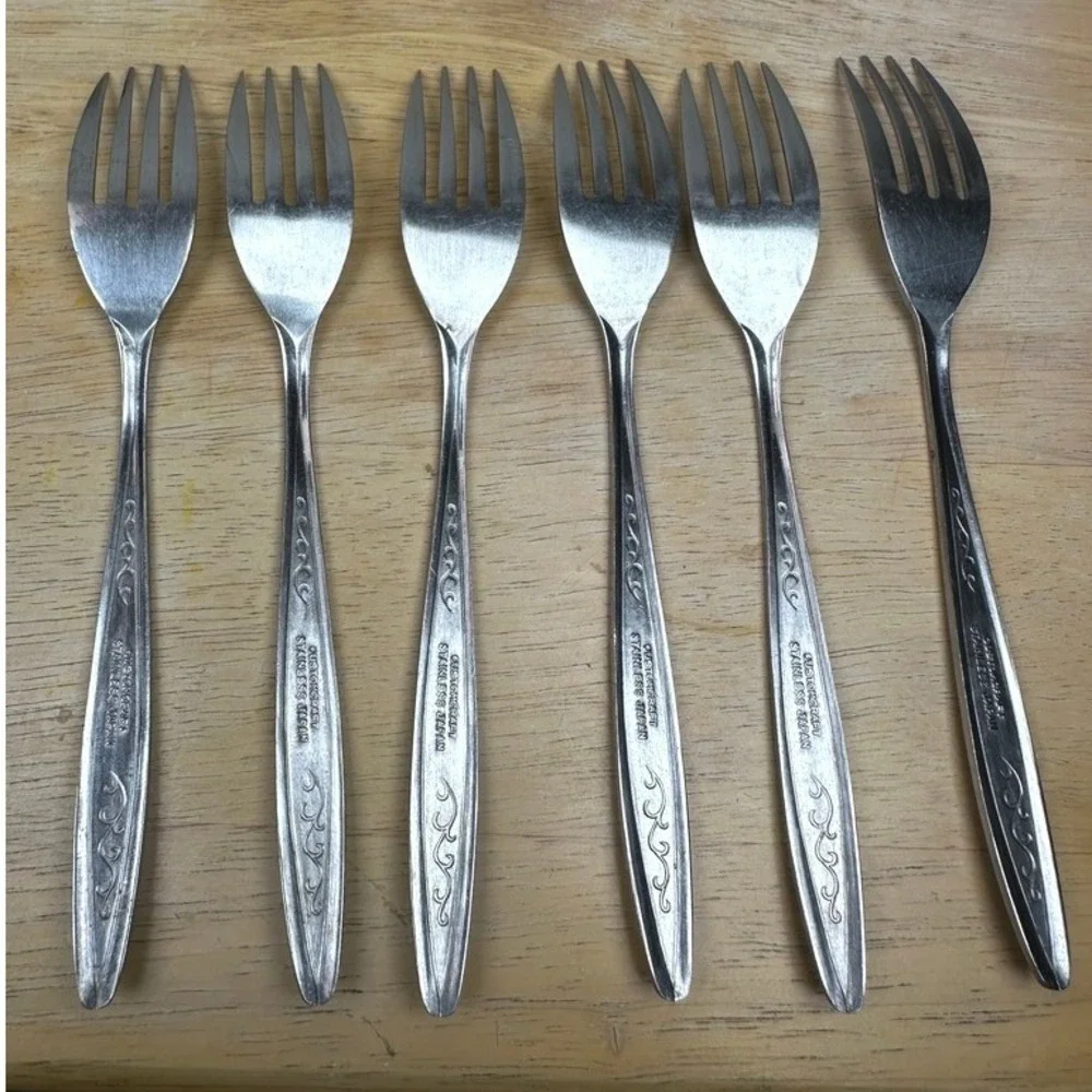Vintage Customcraft CUS5 Stainless Steel Floral Pattern Flatware Utensils‎ 25 Pc
